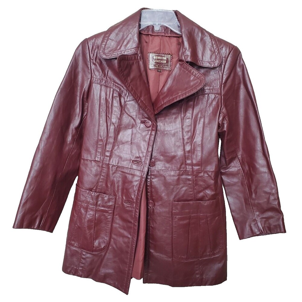 JCPenney Vintage Women's  100% Genuine Leather Button-Up Jacket Size 14